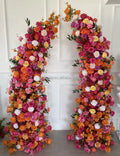 Handmade Realistic Pink Hot Pink Flower Arch Decorations Artificial Horn Arches Backdrop for Event or Thanksgiving