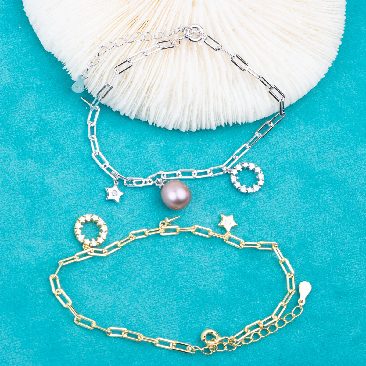 B010212 DIY 6-8mm Natural Freshwater Pearl Bracelet Accessory 925 Sterling Silver Adjustable Chain Bracelet for Women