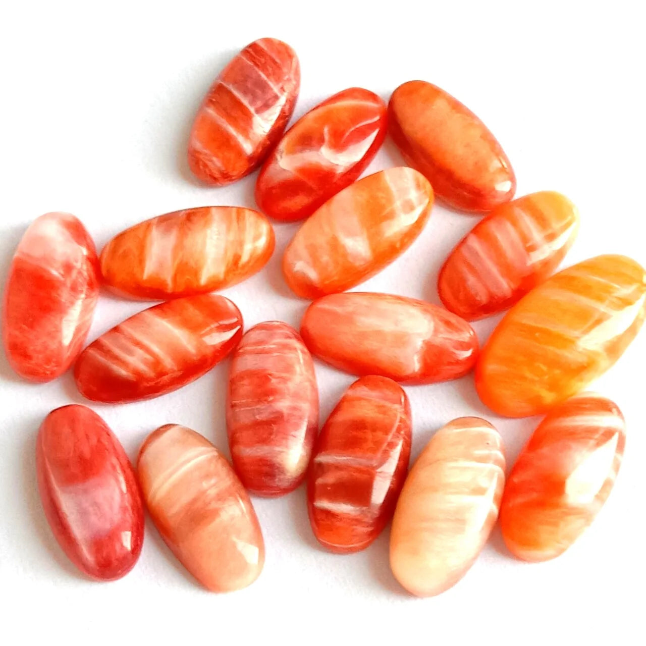 Long Oval Beads Spiny Oyster Shell Bead Orange Red Long Oval Jewelry Beads 6x12mm