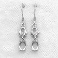 Sterling Silver 5*7mm Semi Mount Hoop Earrings Frame Empty Support Blank Setting S925 Base Without Center Stone for DIY Inlay
