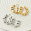 No Fade Gold Plating Stainless Steel Large Semi Circle Earrings Stainless Steel Bamboo Joint Hoop Earring