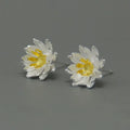 Korea New Design 925 Sterling Silver Simple Fashion Chic Lotus Flower Stud Earring Jewelry for Women