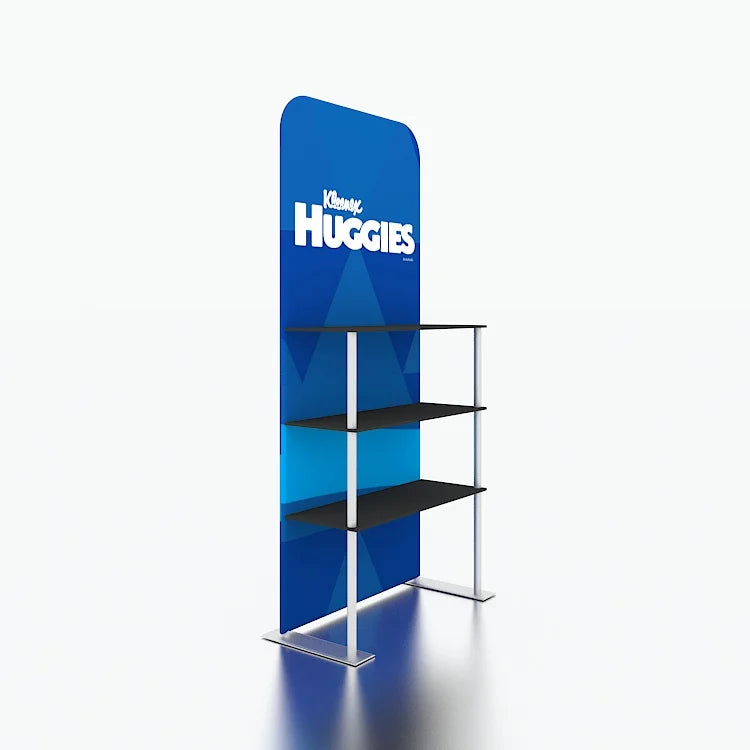 Folding Aluminum Tube Stretch Fabric Print Trade Show Advertising Promotional Shelf Display Stand