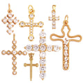 Cross Charm Pendant18K Real Gold Plated Cubic Zirconia CZ Paved Religours  Jewelry Necklace Bracelet Accessories Supplies L75