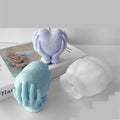 Valentine's DIY Candle Molds 3D Heart Shape Silicone for Gypsum Plaster & Concrete Hand Holding Love Design OPP Bag Packaging