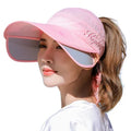 Wholesale Unisex Summer Golf Oxford Sporty Embroidery Outdoor Sun Visor Curved Brim Sports Hats Sun Shade Retractable Pull Plate MegaBDM