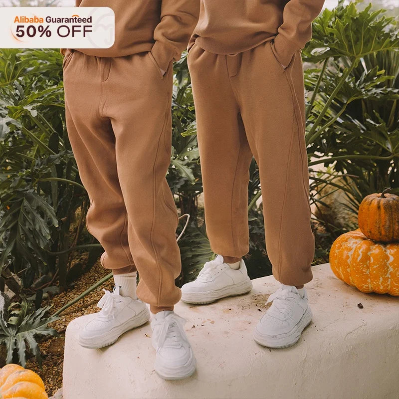 QUICKSHOW Custom Logo Winter Unisex 350 Gsm Sweat Track Jogger Pant Cotton Fleece Sweatpants Sets