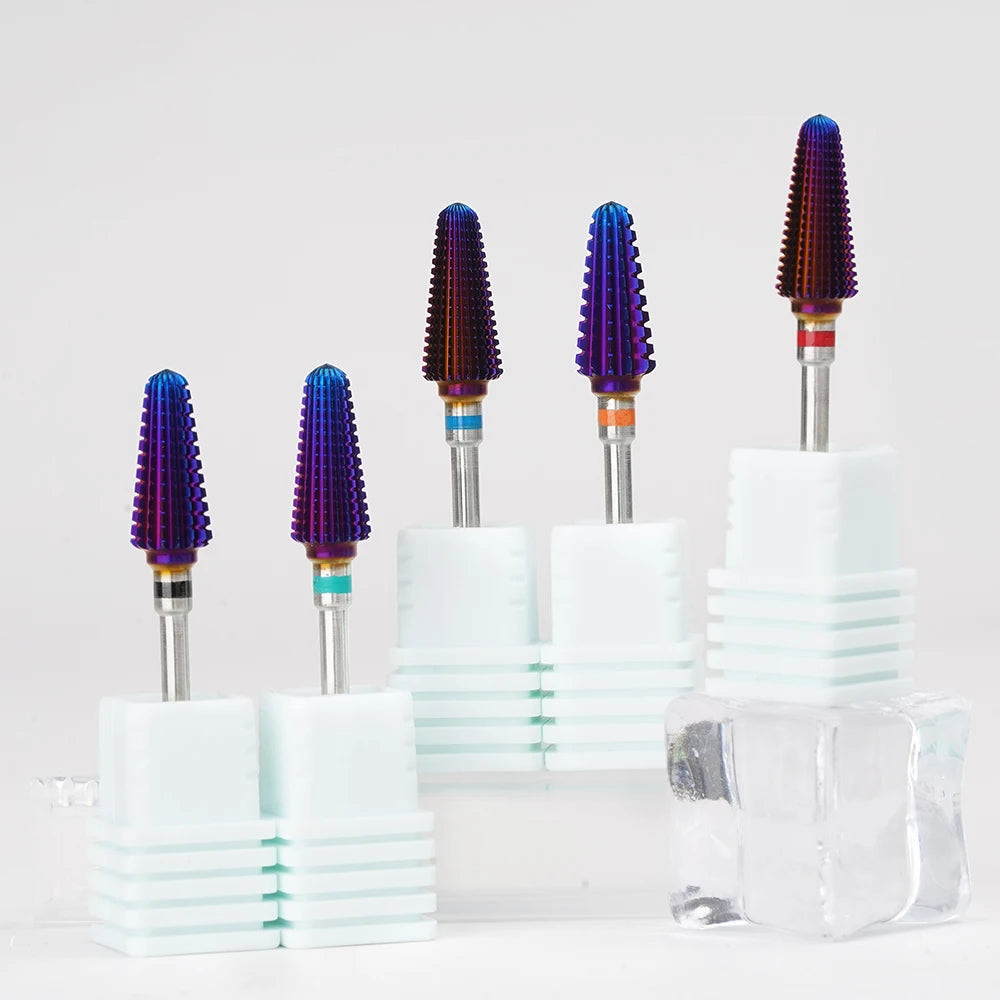 High End 3/32 Purple Tornado Volcano Manicure Drill Bit for Acrylic Nail Tips Electric Grinding Purple Carbide Nail Drill Bits