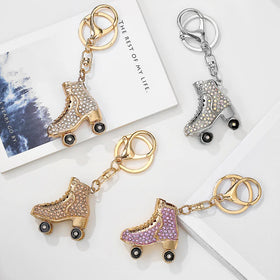 Mini Shoes Keychain Bag Charm Pendant Winter Snow Sport Gift Key Ring Skating Shoes Keychain Crystal Rhinestone Metal Key Chains