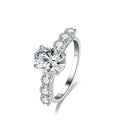 AAAGems Custom 925 Sterling Silver Women Rhodium Plate Halo Engagement Ring Moissanite Ring Diamond Anniversary Gift