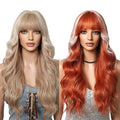 WH27 European American Style Women's Wigs with Large Curly Bangs and Long Hair Neat Waves Fashionable Hair Accessories