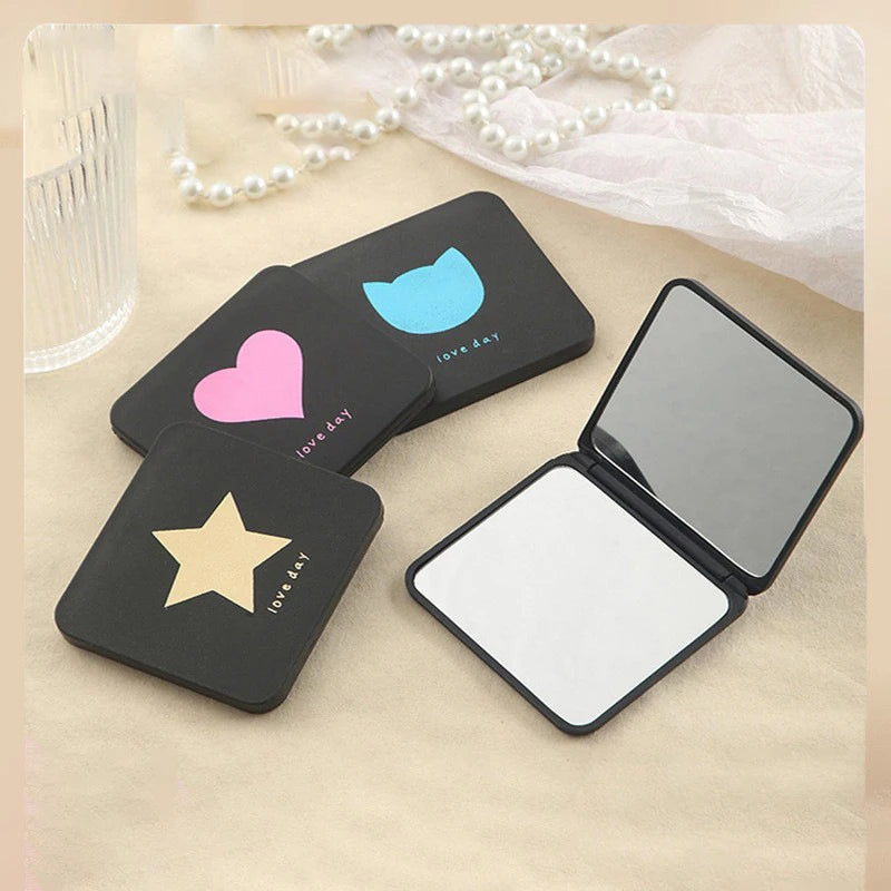 Wholesale Custom Square Black Double-Sided Matte Handheld Small Hand Makeup Mirror Cosmetic Compact Bathroom Mini Vanity Mirrors