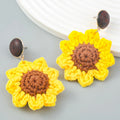 2025 New Arrival Winter New Fashion Personalized Cotton Yarn Woven Sunflower Handmade Earring Yellow Flower Dangle Drop Earrings