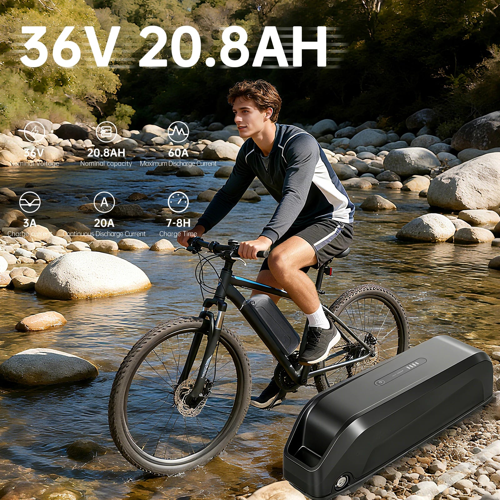 Deutschland Aktie 36v 20.8ah Rechargeable Electric Bike Lithium Batteries Pack 500-1000W Motor 20A
