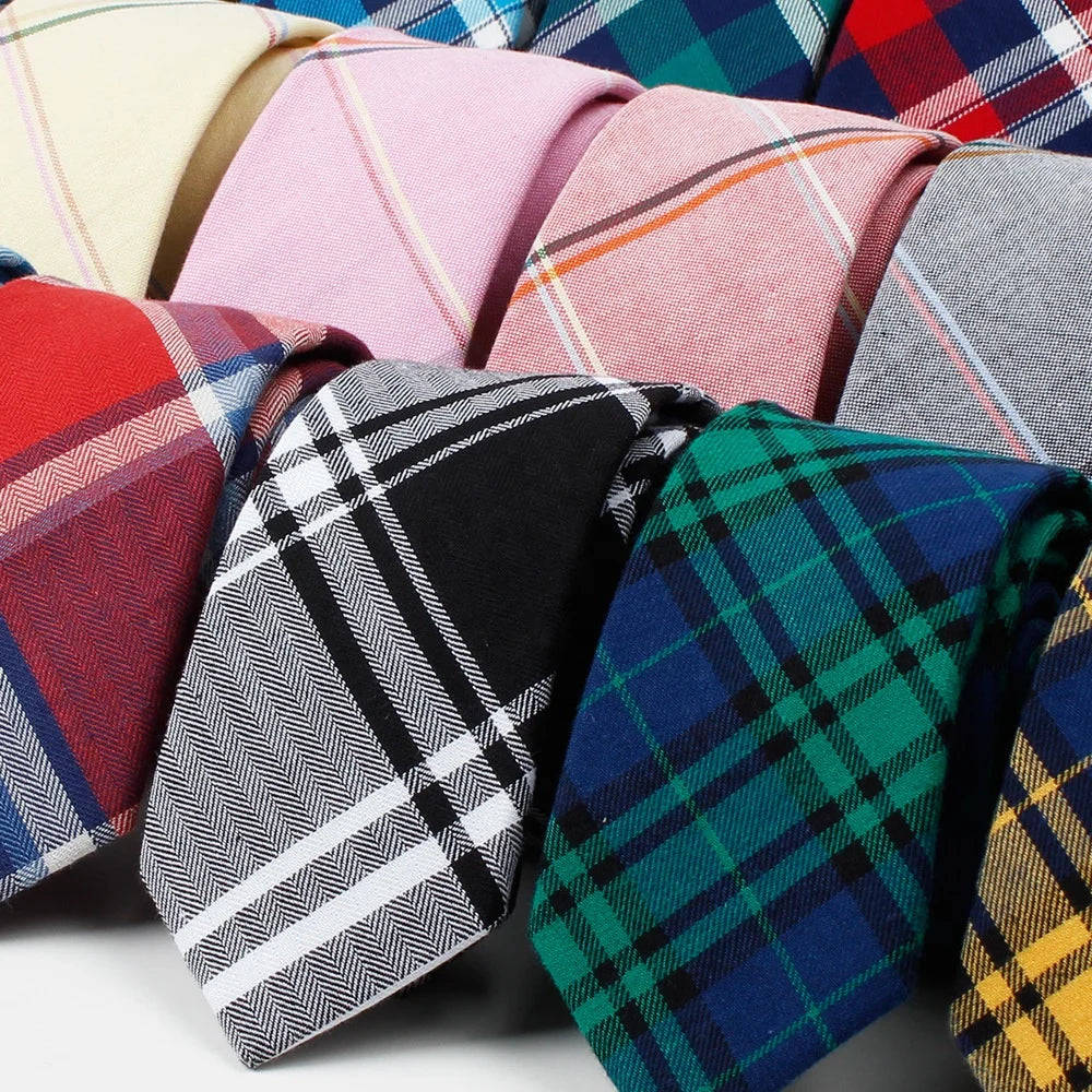 Best Selling Newest Designer Tie Check Cotton Necktie Tie Red Green White Lot Stock Cotton Ties for Men