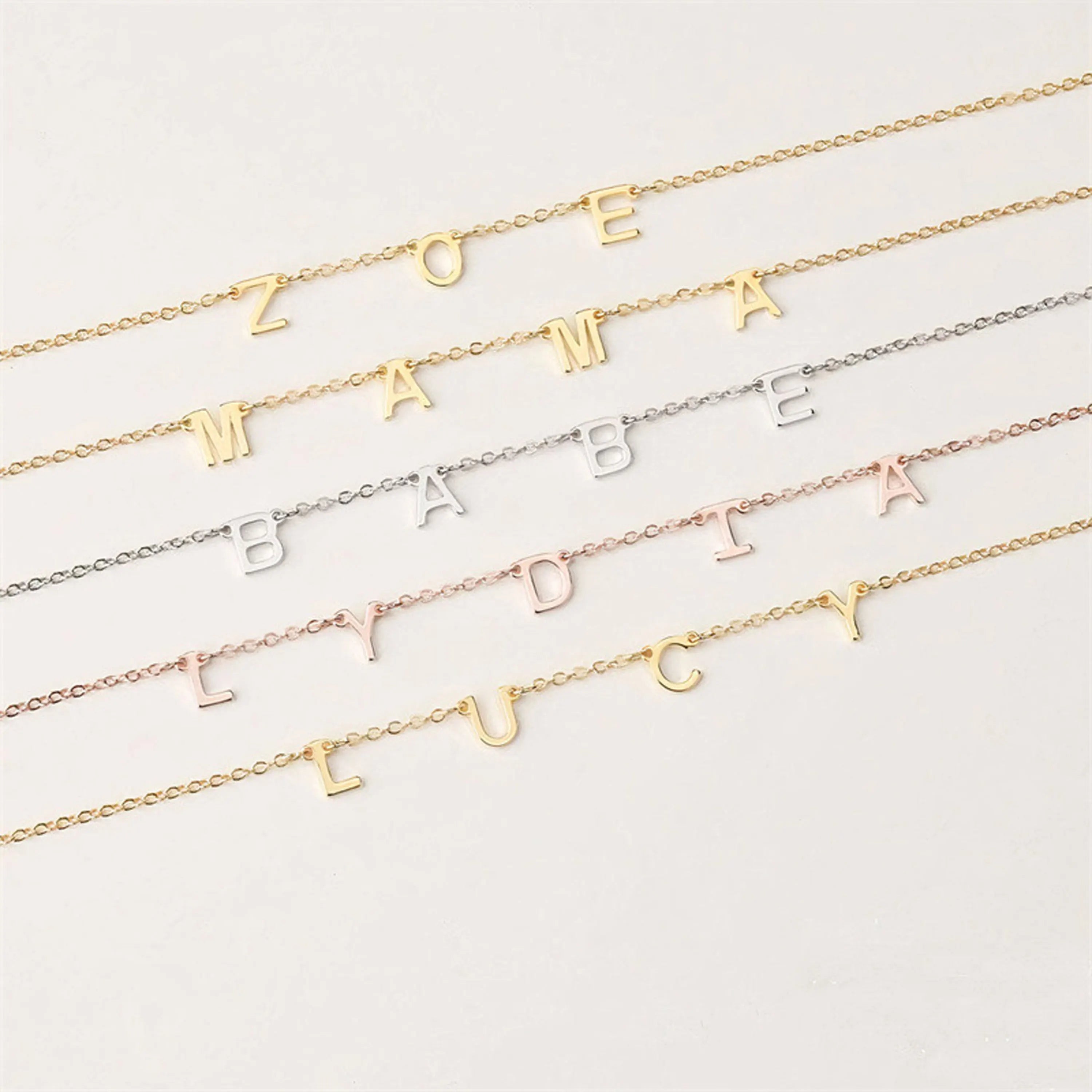 Jewellery Necklace 925 Silver Custom Spacer Letter Name Necklace Fashion Trend Clavicle Chain Everyday Wear Jewelry
