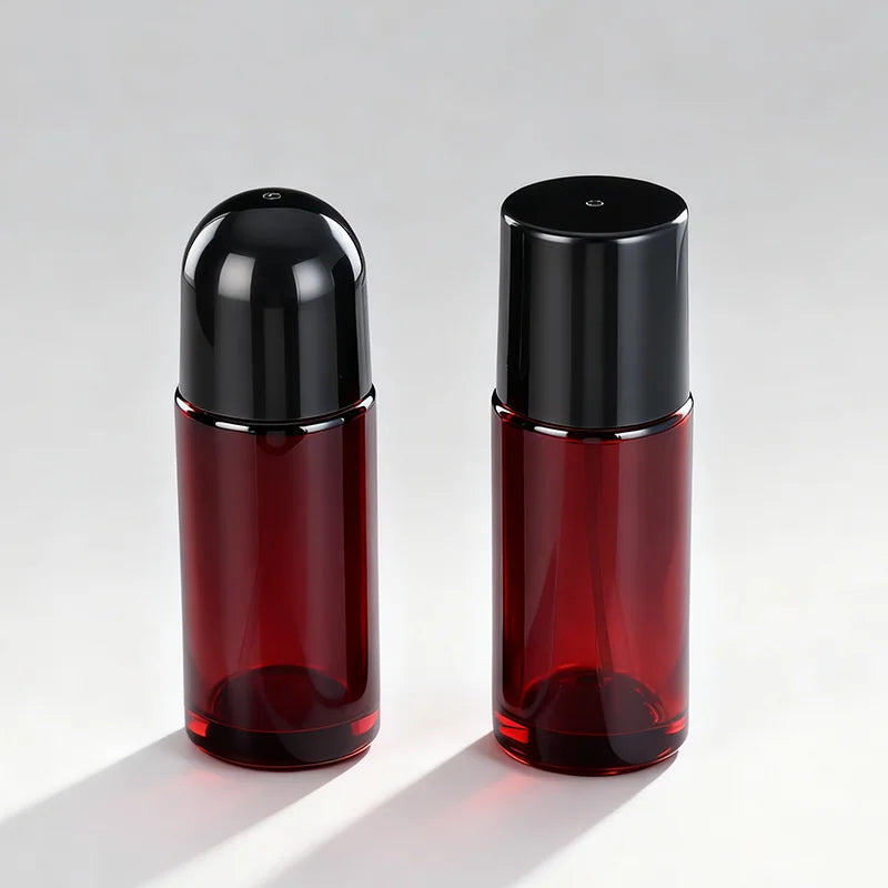 30ml 50ml Empty Amber Glass Deodorant Cosmetic Packaging Essential Oil Roll on Bottle with Roller for Screen Printing