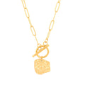 Trendy 18K Gold Plated Stainless Steel Geometric Party Paper Clip Chain Devils Eye OT Buckle Clasp Choker Necklace Unisex
