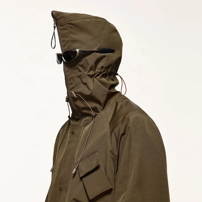 INFLATION Waterproof Full Face Zipper Hooded Windbreaker Outdoor Jacket Fishing Hiking Men Coat Jacket