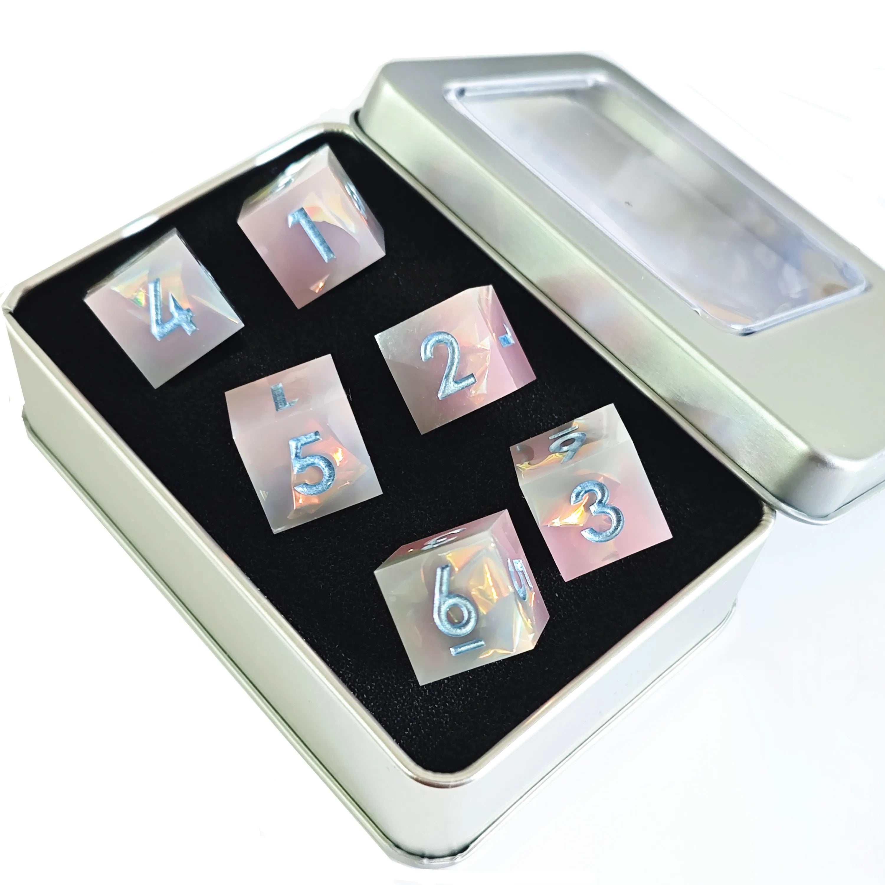 MINI PLANET Resin 16mm 6pcs D6 Dice Handmade Polyhedral DND 6 Sided Dice Set for RPG Board Game Custom Wholesale D6 Dice Factory