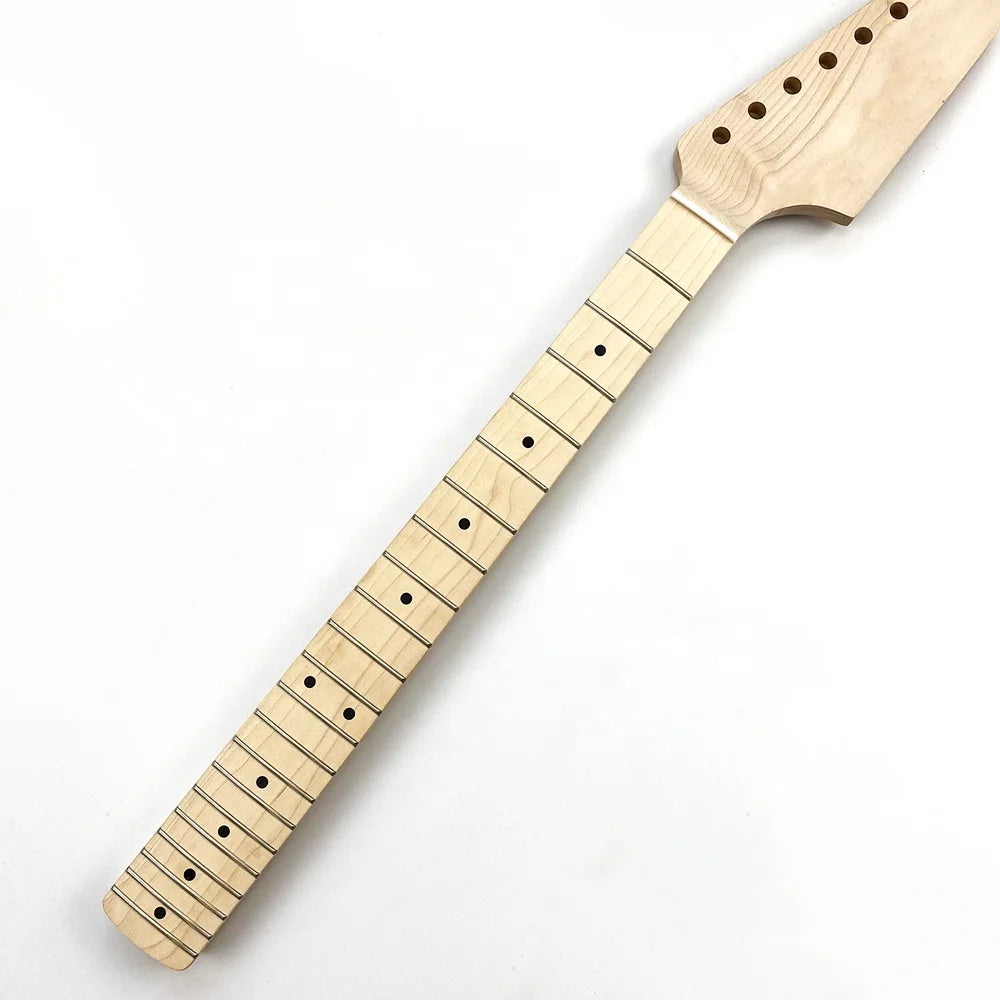 22 Frets 9.5 Inch Radius Unfinished Maple Neck Paddle Headstock ST TL Electric Guitar Neck for DIY Electric Guitars Kits