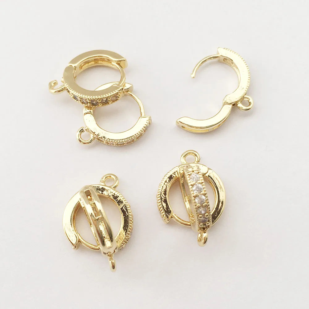 Bulk Price Wholesale Jewelry Findings Drop Earring LOOP With ZirconDIY Earrings Accessoriesbrass With Real 18k Gold Plating