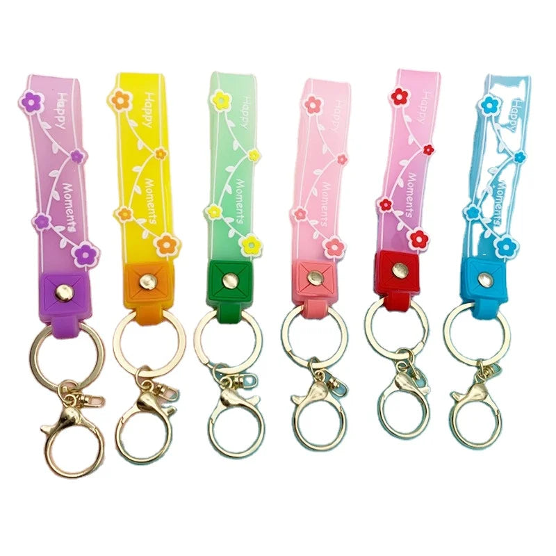 Transparent Happy Leather Rope Keychain Pendant PVC Soft Plastic Bag Accessories Yiwu Small Commodity Keychain Wholesale