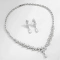 Korean Simple Wedding Jewelry Sets Luxury Leaf CZ Zircon Bridal Stud Earrings  Pendant Choker Necklace Set