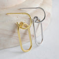 18K Gold Oval Charms Earrings Womens 925 Sterling Silver Minimalist Geometric C Shaped Hoop Stud Earring Custom Fine Jewelry