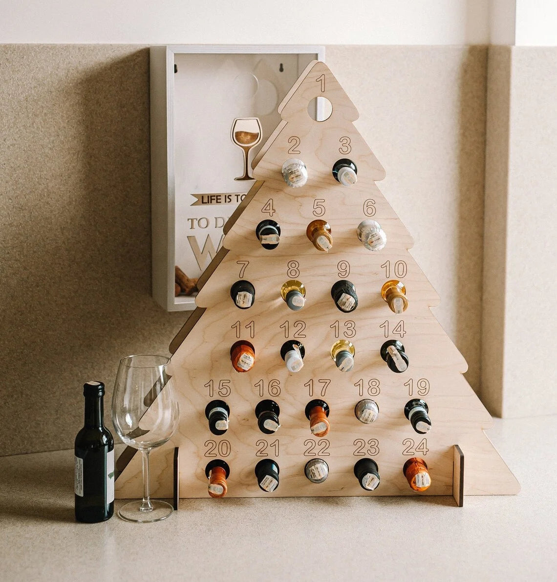 Christmas Wooden Advent Calendar Chocolate Holder Countdown Calendar Wooden Countdown Beer Bottle Holder