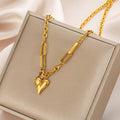 Wholesale Personality Gold Plated Stainless Steel Necklace Romantic Heart Pendant Necklace Thick Chain Jewelry for Women Girls
