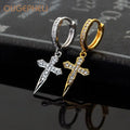 OUGEPHELI Earring Cubic Zirconia CZ Zircon Gold Plated Brass Cross Sword Boucles D'oreilles Ohrring Orecchino Pendientes Fashion