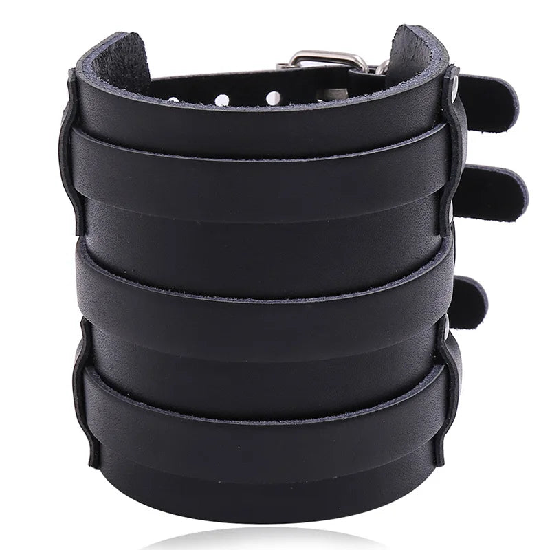 Men's Bracelet Wholesale Leather Jewelry Belt Buckle Wide Leather Cuff Bracelet Wrist Support Cool Bracer