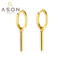 Ason Jewelry Fashion Waterproof Stainless Steel Huggie Earrings 18K Gold-plated Cylinder Drop Hoop Earrings for Women