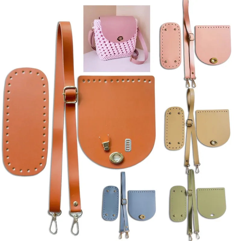 PU Leather Bag Bottom Making KitsDIY Knitting Crochet Bags With Holes Snap Hook Clasps for DIY PursesBackpacks