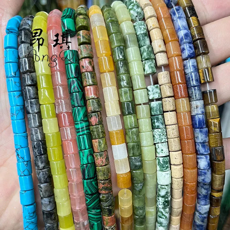 6x6mm Smooth Cylinder Beads tiger Eye Natural Gemstone Tube Beads Bracelet Necklace Stone Tube Spacer Beads Jewelry Making