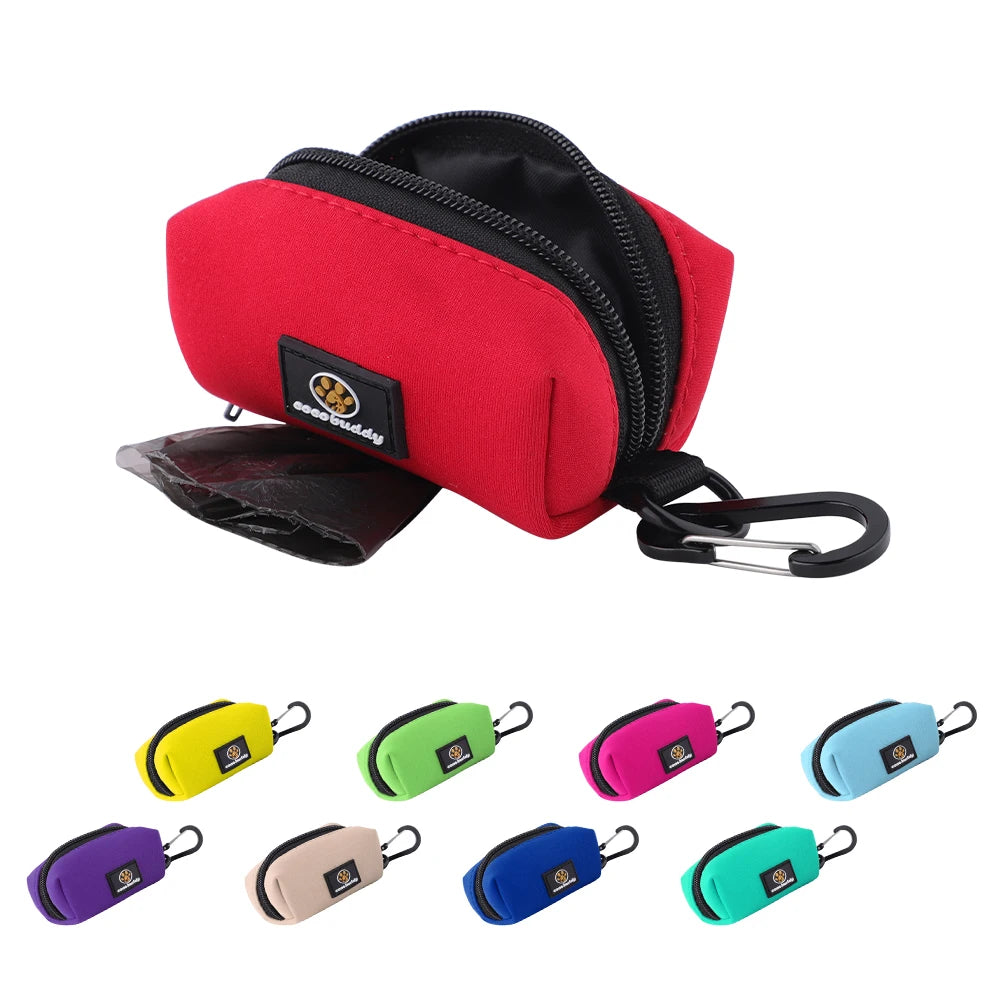 Pet Pick-up Neoprene Dog Poop Bag Holder Portable Custom Logo Poop Bag Dispenser with Bag Set