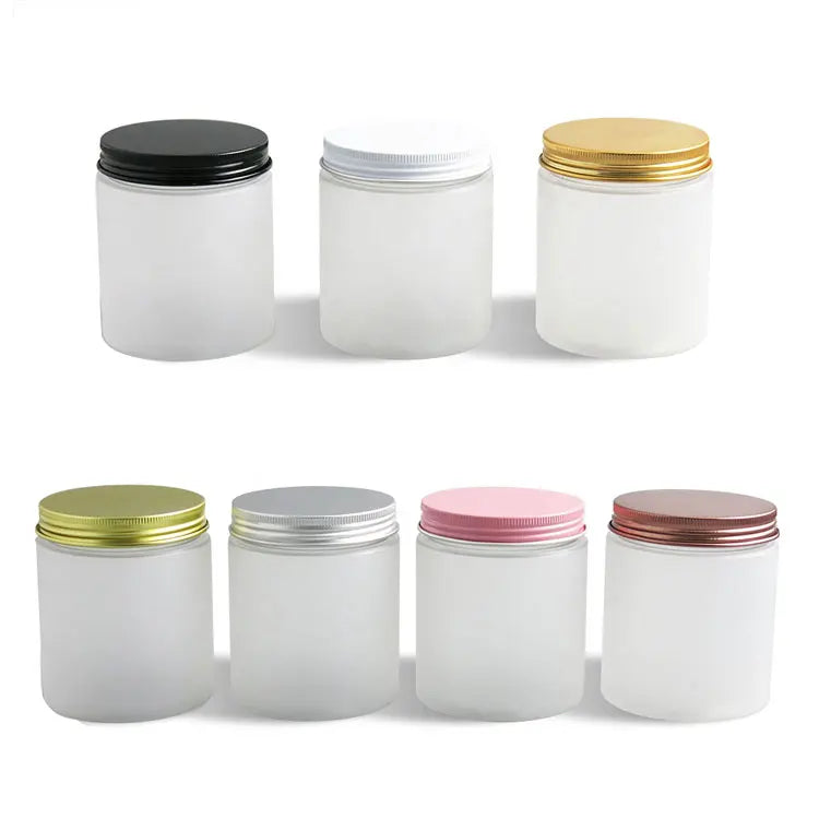 50ml 80ml 100ml 120ml 150ml 200ml 250ml Cosmetic Packaging clear Matte Container and Colorful Lids  Plastic Pet Frosted Jar