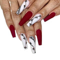 INS Artificial False Nails Long Matte 24pcs/set Long Coffin Red Nails Acrylic Full Cover False Nails for Finger