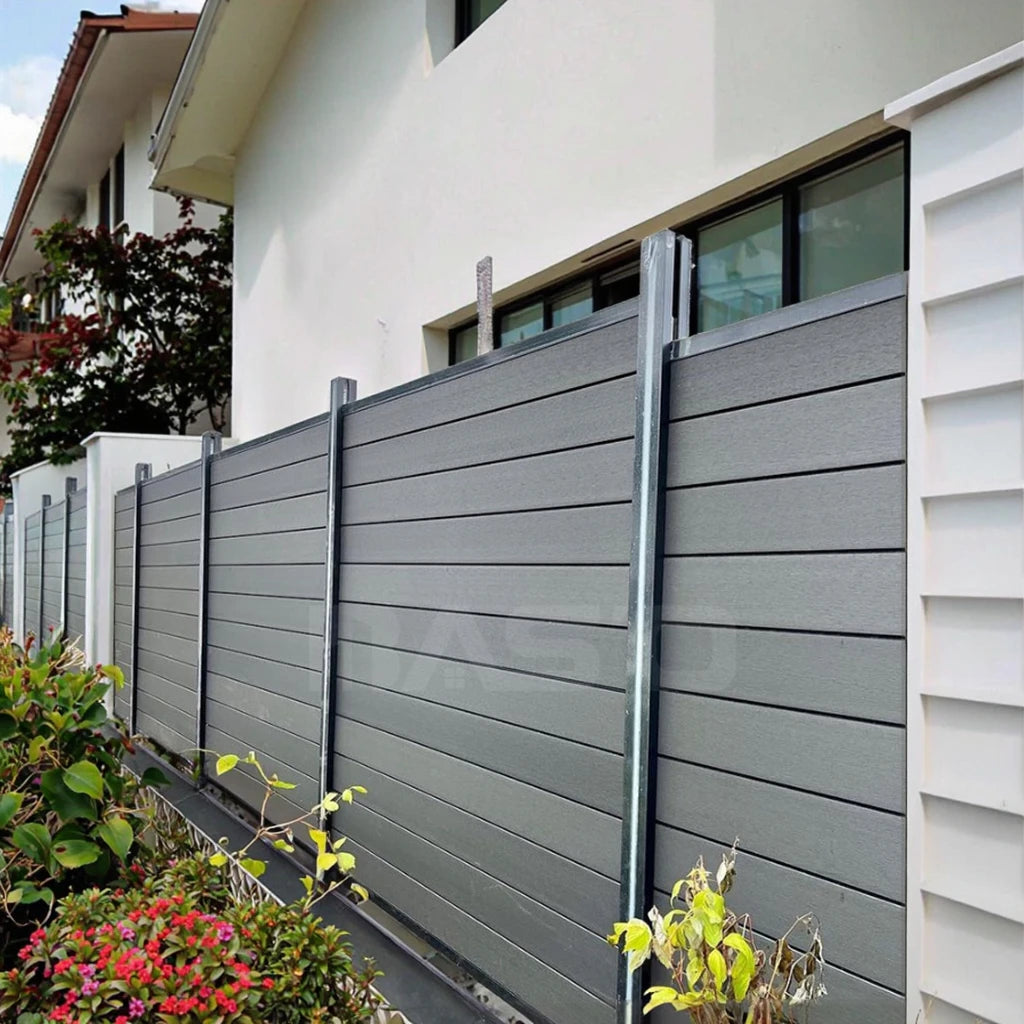 New Easy Install Outdoor Wood Garden Wall Panel WPC Boards Fencing with Metal Frame Privacy Decking and WPC Fence Panels