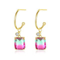 LUOTEEMI Trendy  Hook for Copper Alloy Earring with Multi Color Stone for Luxury Woman Fashionable  Jewelry