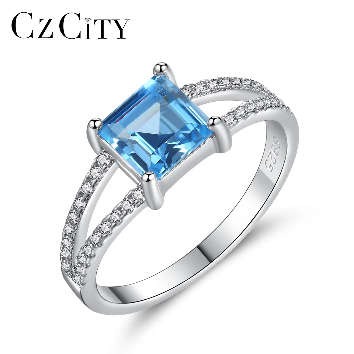 CZCITY Diamond Sterling Silver 925 Logo Wedding Micro Engagement Girl Woman Wholesale Wedding Iced Out Ring