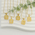 Wholesale 18K Gold-plated Stainless Steel 26 Letter Women's Fashionable Hollow square Pendant Snake Bone Chain Necklace Jewelry