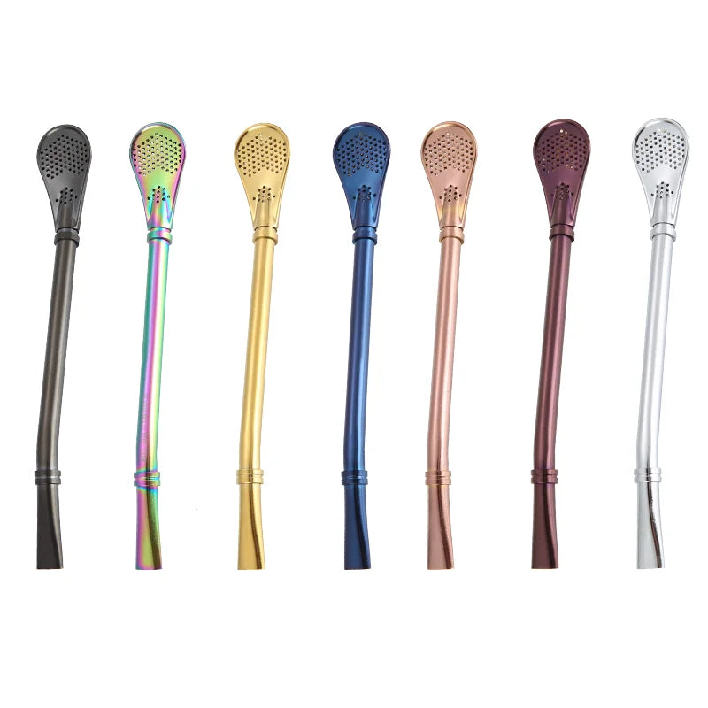 New Food Grade 304 Stainless Steel Yerba Mate Tea Bombilla Drinking Straw Spoon Reusable Packed in Box with Paper Material