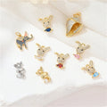 Wholesale Enamel Animal Pendant Rabbit Shell Conch Elephant Zircon Ornaments Jewelry Making Charms