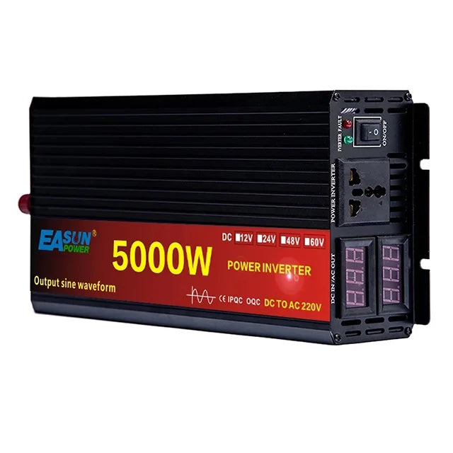 Easun 5000W 12V/24V 220V/230V DC to AC Pure Sine Wave Single Output LCD Display Car Solar Inverter