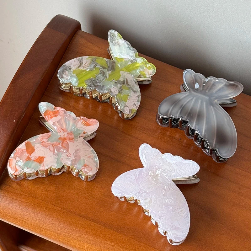 ZiTeng Elegant High-Grade Hair Claw Accessories Stylish Acetic Acid Butterfly Grip Horsetail Shark Design Made of Alloy