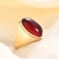 Simple Vintage Elegant Opal Gemstone Ring Men's Women's Stainless Steel Oval Fashion Trendy Jewelry Rings