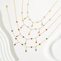 Popular Stainless Steel Gold Zircon Drop Shape Tassel Women's Necklace Bracelet Anklet Jewelry Set for Wedding Banquet Gifts