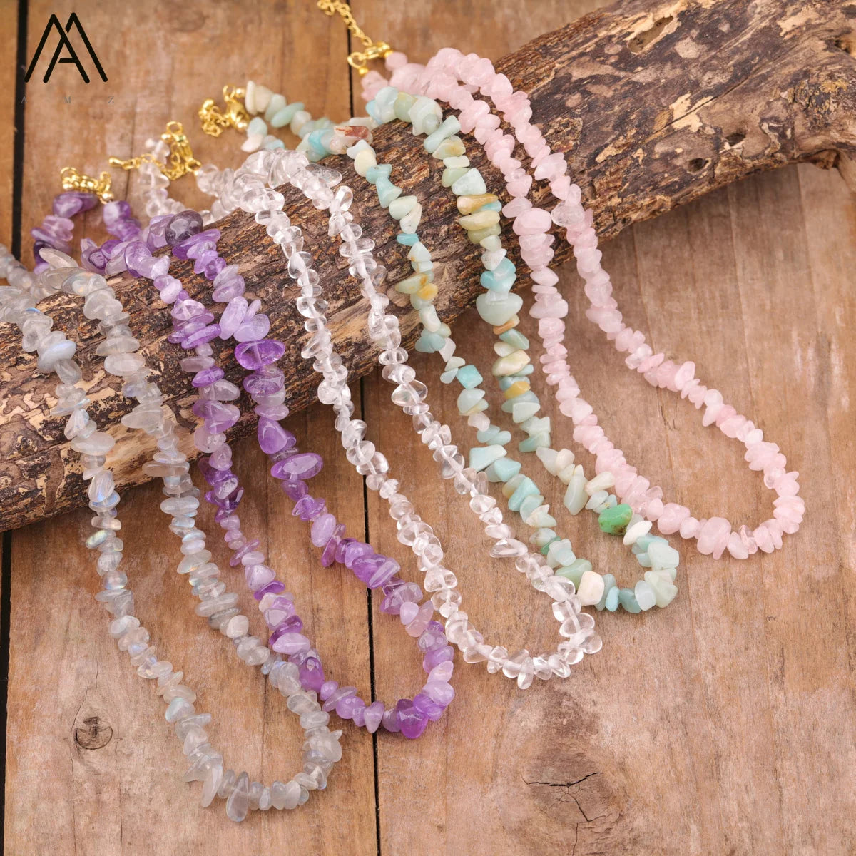 Bohemian Style Women's Healing Crystal Necklace Natural Gemstone Chip Beads Dainty Choker Engagement Jewelry Birthday Gifts
